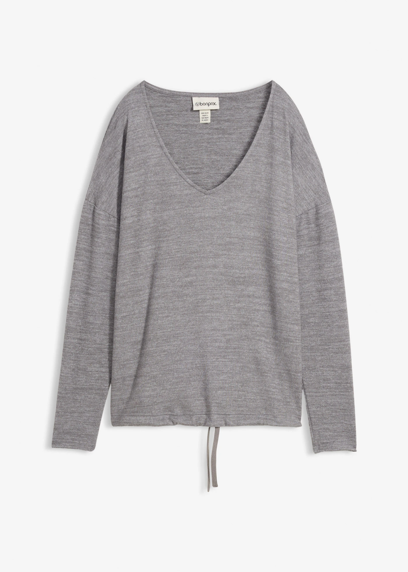 Oversize-mikina v pletenom vzhľade • sivá melírovaná • obchod bonprix