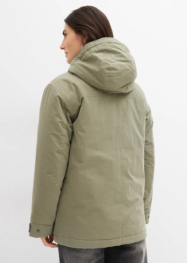 Warm gewatteerde parka, Kleur: olijfgroen