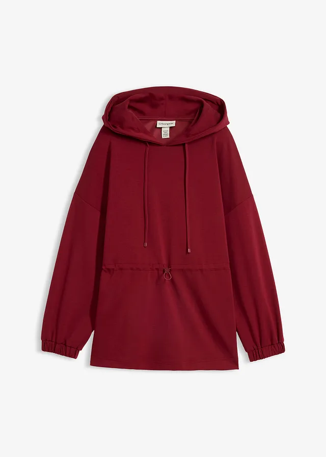 Bluză casual oversized din material scuba moale • roșu rubiniu • magazin bonprix