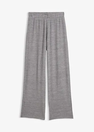 Jersey broek in gebreide look, Kleur: grijs gemêleerd