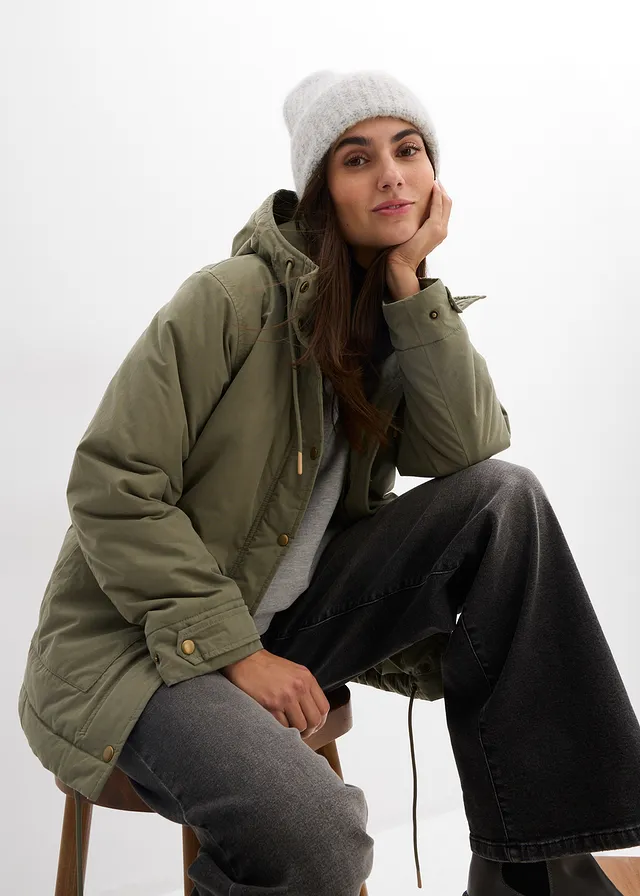 Teplo podšívaná bunda parka • olivová • obchod bonprix