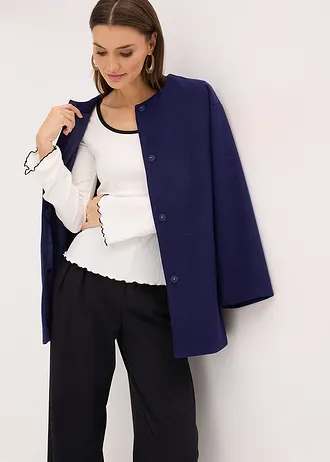 Geribd longsleeve met strikdetail • wolwit met zwart • bonprix online shop