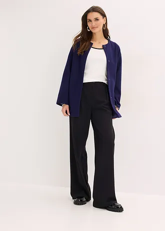 Geribd longsleeve met strikdetail • wolwit met zwart • bonprix online shop