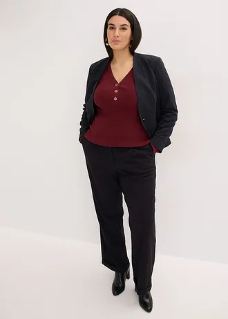 Geribde trui met viscose, Kleur: robijnrood