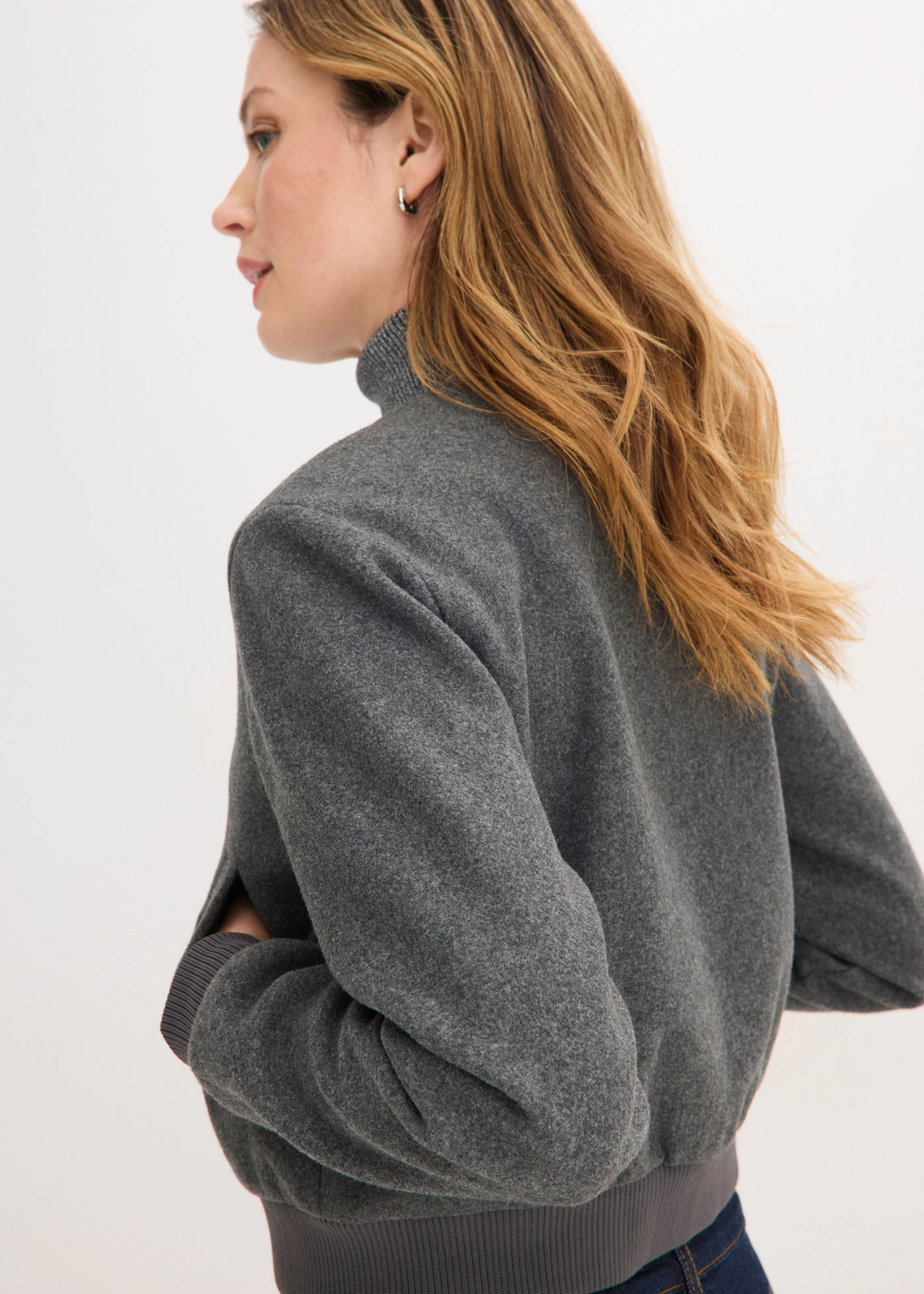 Bomber van zacht bouclé • antraciet gemêleerd • bonprix online shop