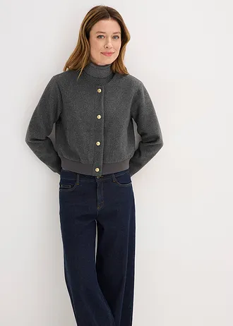 Bomber van zacht bouclé • antraciet gemêleerd • bonprix online shop