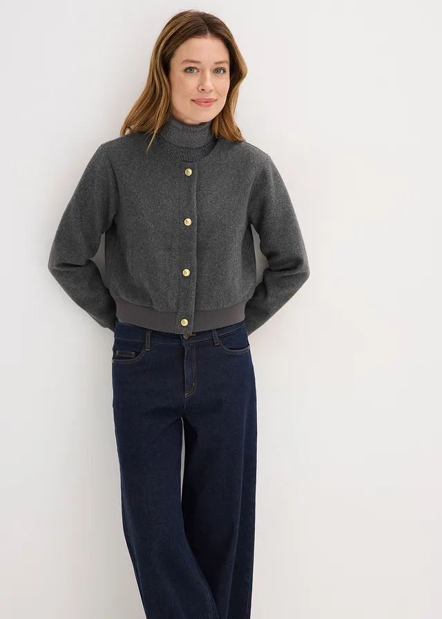 Bomber van zacht bouclé • antraciet gemêleerd • product-page.page-title-suffix