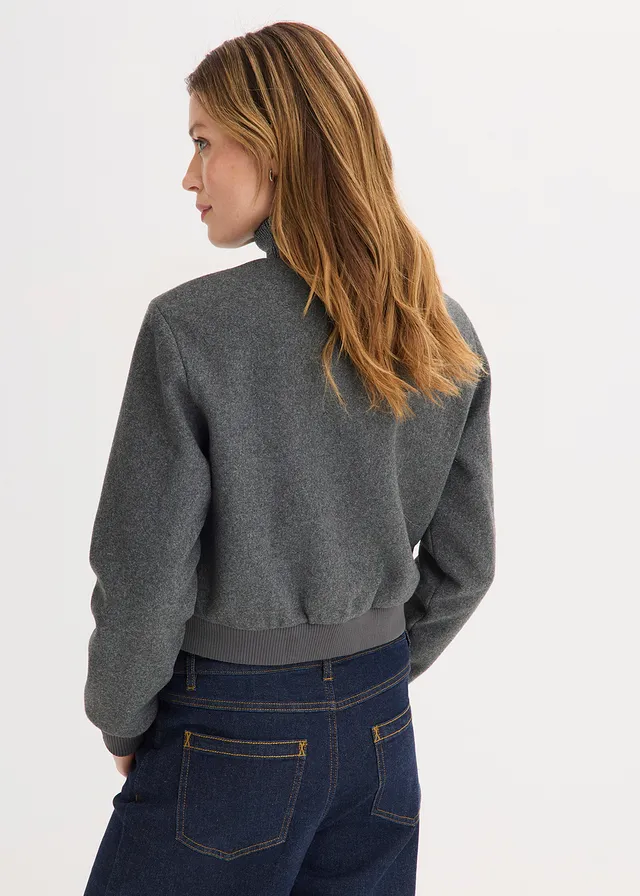 Bomber van zacht bouclé • antraciet gemêleerd • product-page.page-title-suffix