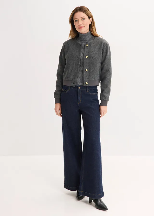 Bomber van zacht bouclé • antraciet gemêleerd • product-page.page-title-suffix