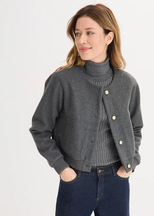 Bomber van zacht bouclé • antraciet gemêleerd • product-page.page-title-suffix