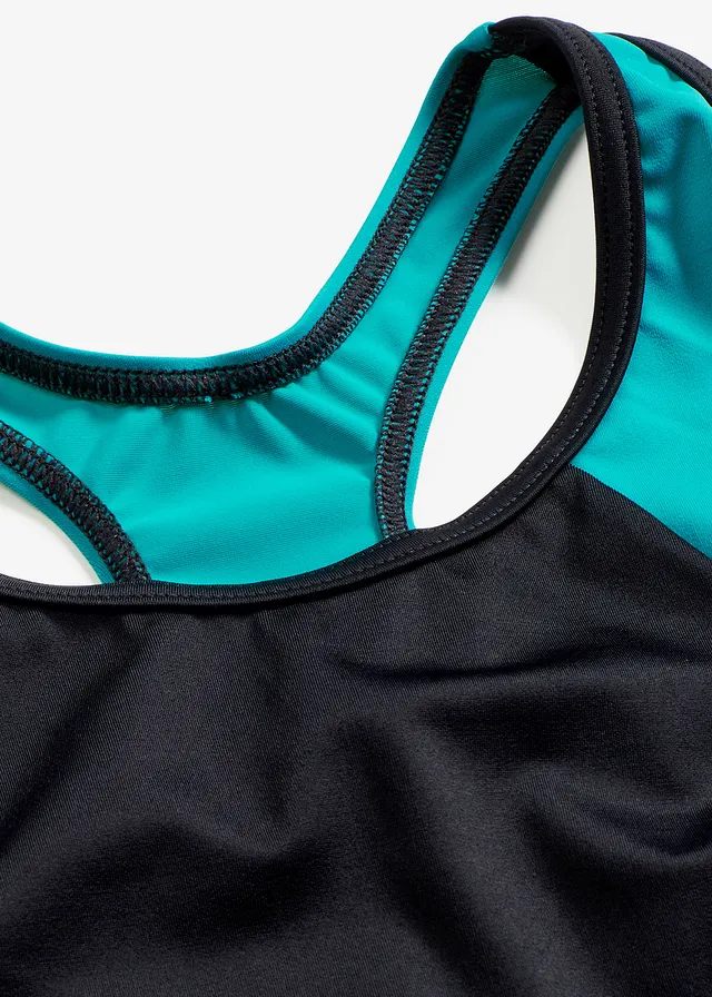 Maillot 1 pièce de natation séchage rapide, dos nageur • noir/émeraude • product-page.page-title-suffix