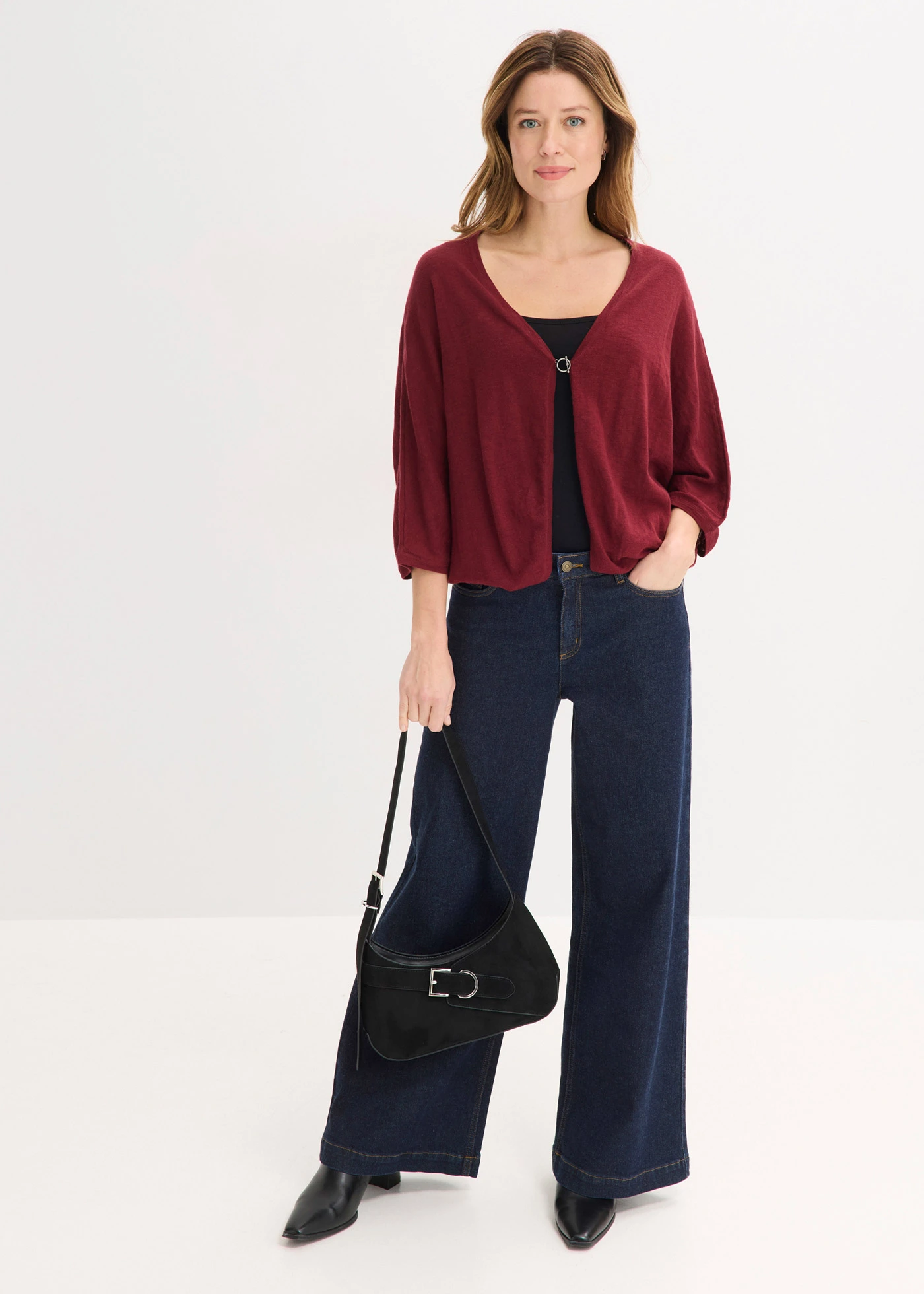 Pletený sveter z čistej bavlny • rubínovo červená • obchod bonprix