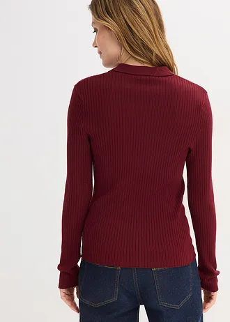 Polo en fine maille à boutons • rouge rubis • Boutique bonprix