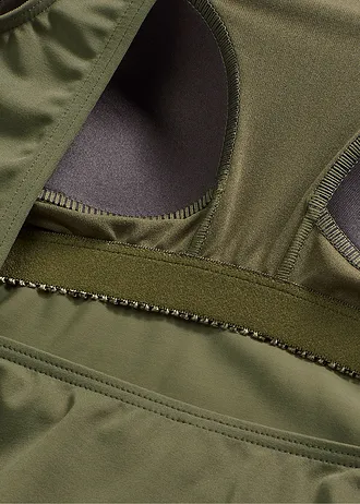 Maillot 1 pièce à dos échancré • olive foncé • Boutique bonprix