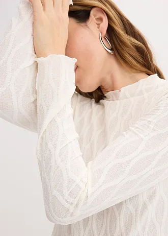 Gestructureerde longsleeve • wolwit • bonprix online shop