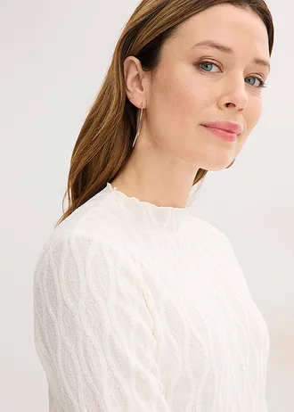 Gestructureerde longsleeve • wolwit • bonprix online shop