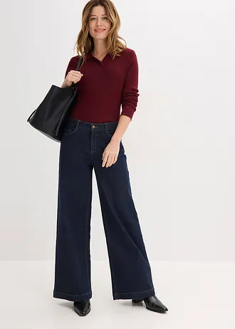 Finom kötésű pulóver gombokkal, szín: rubinvörös