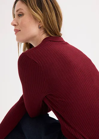 Bluză din tricot fin ripsat, cu nasturi • roșu rubiniu • magazin bonprix