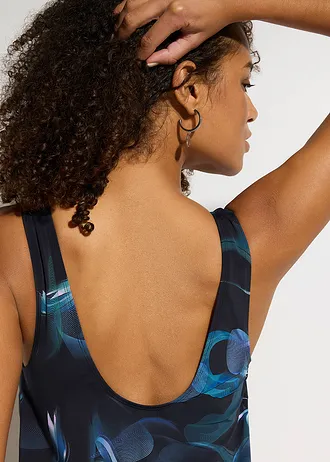 Fürdőruha tankini fazonban • fekete-sötétzöld grafikai mintás • bonprix áruház