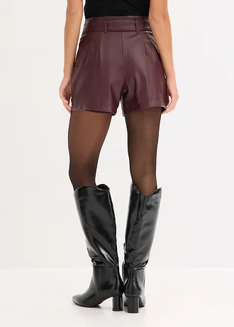 Imitatieleren short met riem • wijnrood • bonprix online shop
