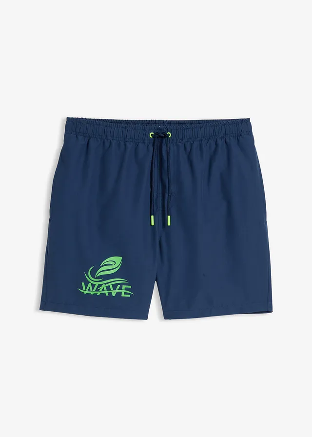 Short de bain avec imprimé • bleu profond-vert fluo • Boutique bonprix