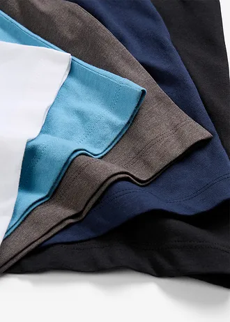 Lot de 5 T-shirts manches longues • noir+vert mousse+anthracite chiné+blanc+bleu foncé • Boutique bonprix