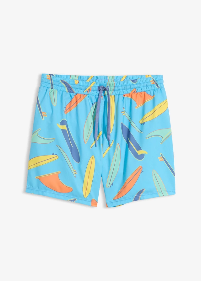 Zwemshort kort, Kleur: lichtblauw met print