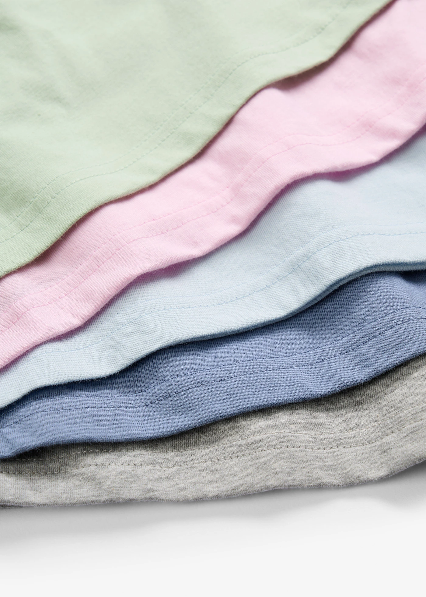 Bluză tricot cu mâneci lungi din bumbac organic 100% (set/5 buc.) • vernil+albastru pudrat+roz-cristal+albastru mat+gri deschis melanj • magazin bonprix