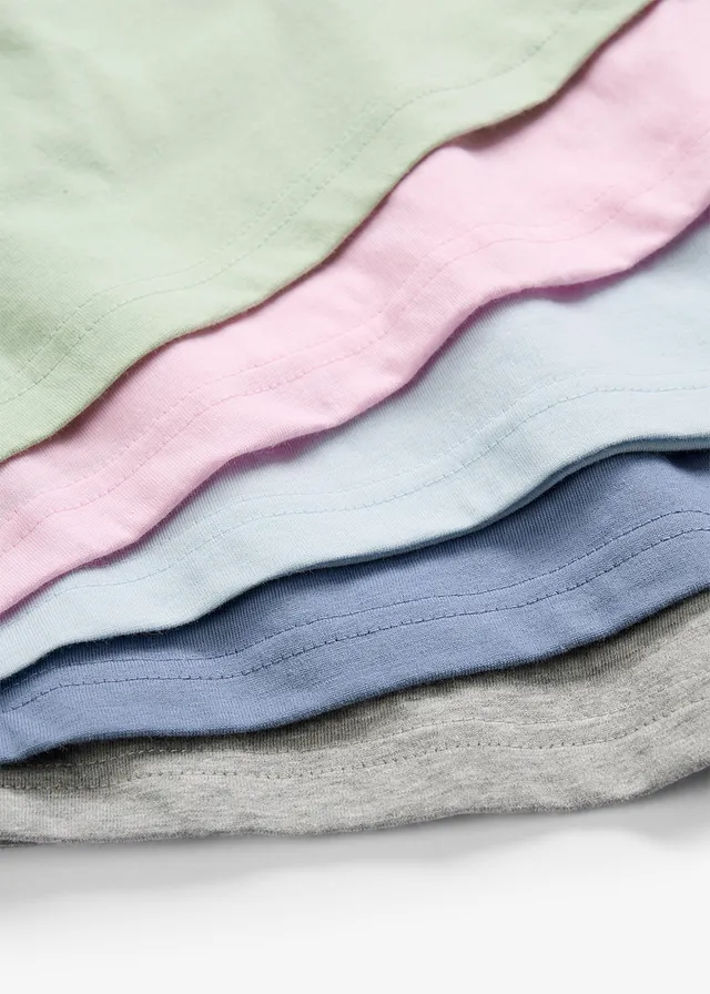 Lot de 5 T-shirts manches longues 100% coton • roseau clair + bleu poudré + rose cristal + bleu mat + gris clair chiné • product-page.page-title-suffix