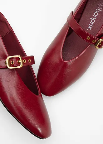 Baleriny Mary Janes z oczkami • czerwony rubinowy • sklep bonprix