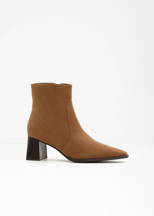 Enkellaarsjes met blokhak, Kleur: bruin