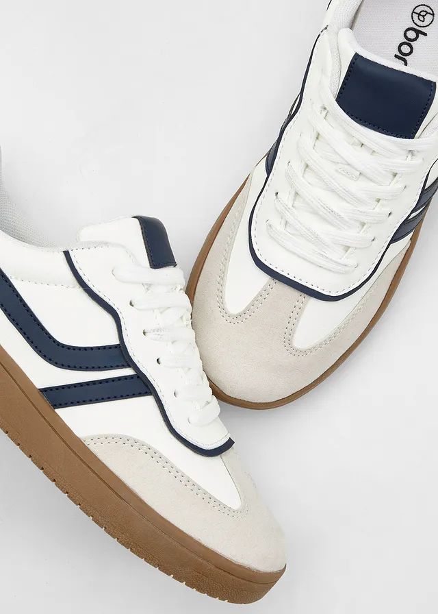 Sneakers in retrolook • parelwit-donkerblauw • product-page.page-title-suffix