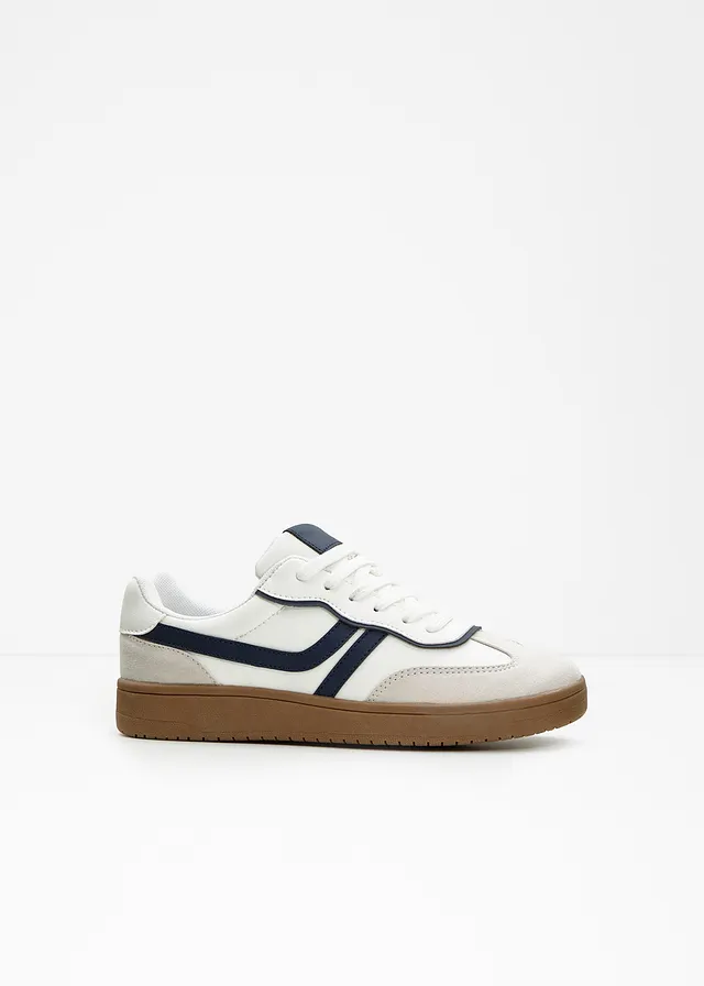 Sneakers in retrolook, Kleur: parelwit-donkerblauw