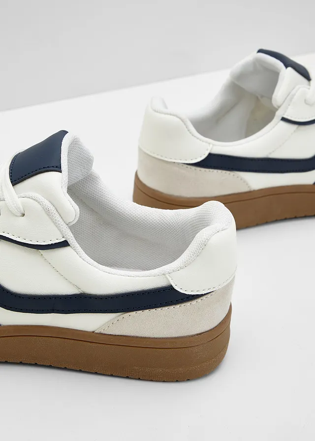 Sneakers in retrolook • parelwit-donkerblauw • product-page.page-title-suffix