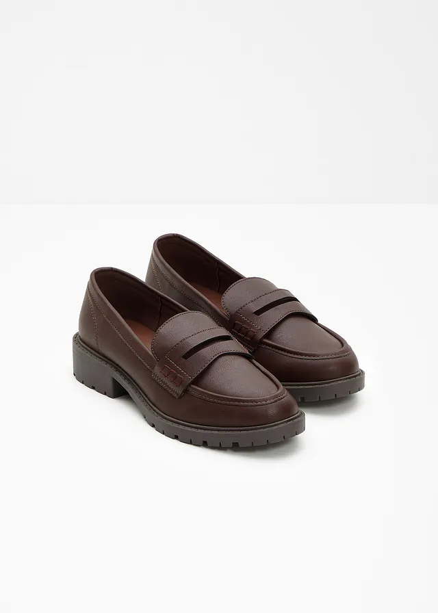 Mocassins à semelle crantée, Couleur: marron