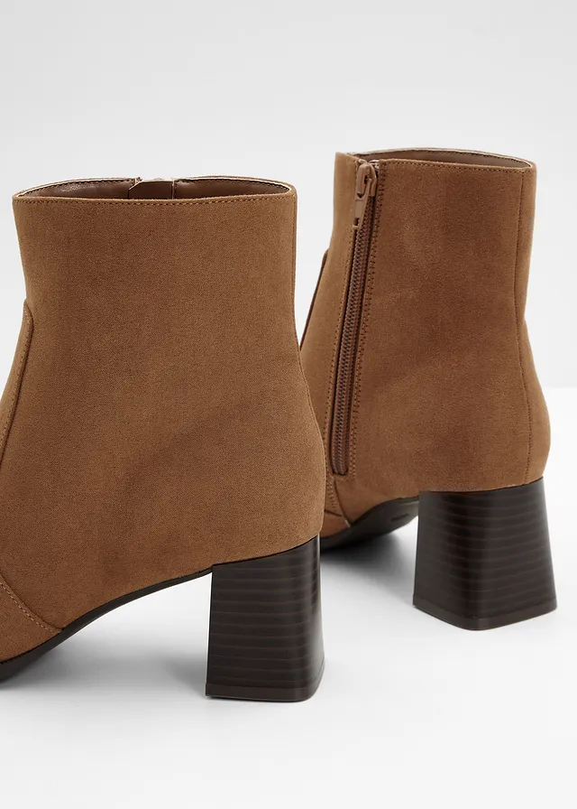Enkellaarsjes met blokhak, Kleur: bruin