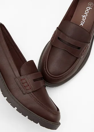 Pantofi loafer cu talpă profilată, culoare: maro