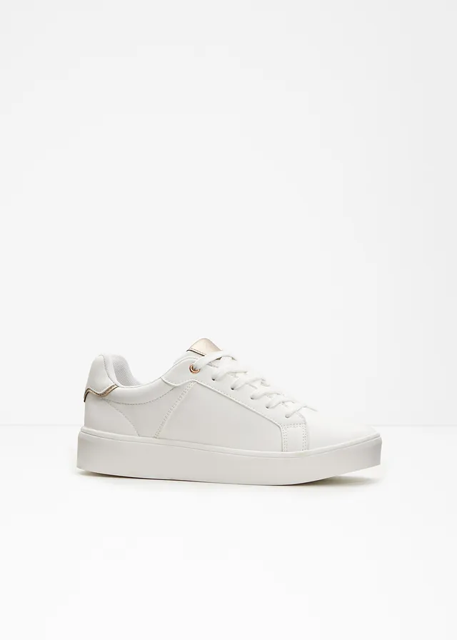 Sneakers met gewatteerde binnenzool, Kleur: wit-roségoudkleurig
