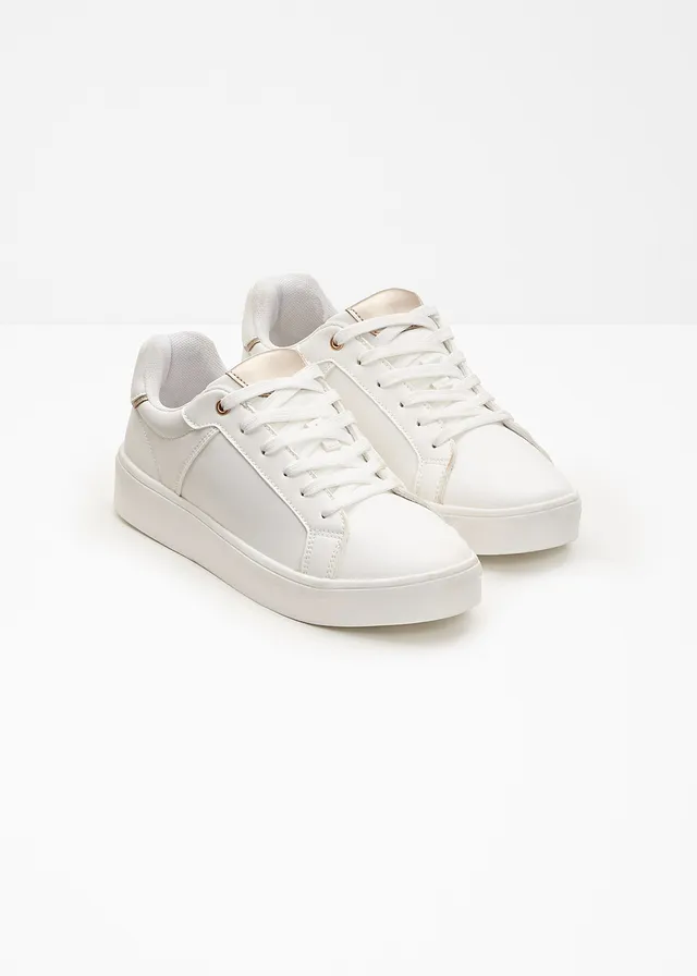 Sneakers met gewatteerde binnenzool, Kleur: wit-roségoudkleurig
