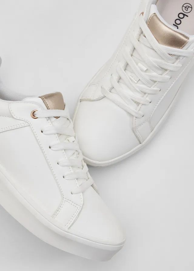 Sneakers met gewatteerde binnenzool, Kleur: wit-roségoudkleurig