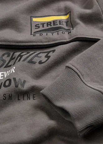 Mikina z měkké bavlněné směsi • kouřově šedá s potiskem • bonprix obchod