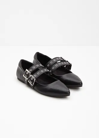 Ballerines à brides et première rembourrée, Couleur: noir