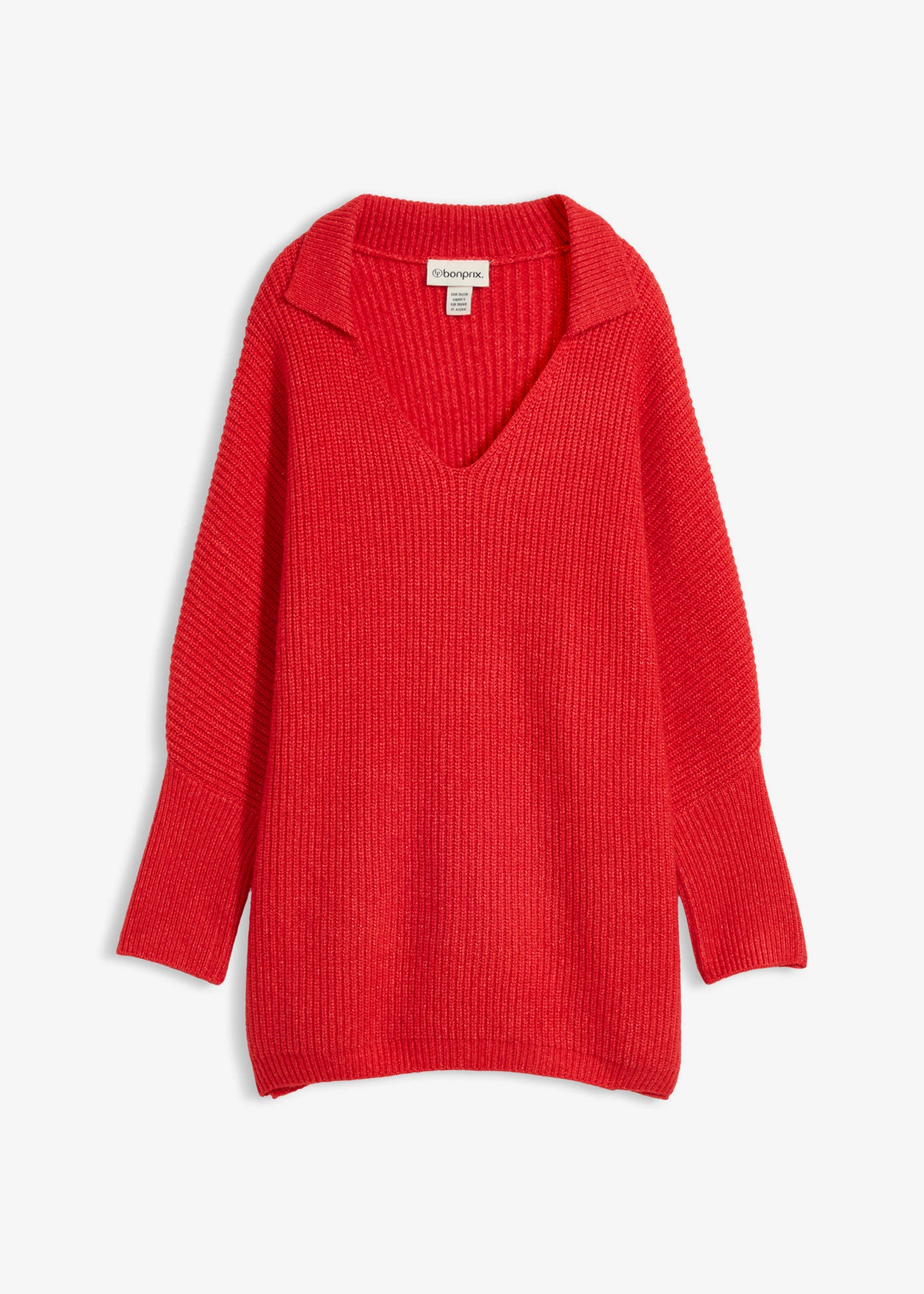 Oversize-pulóver s polo golierom • jahodová • obchod bonprix