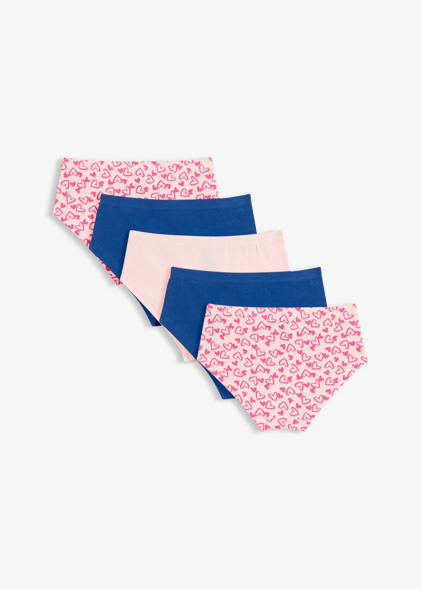 Chilot panty cu bumbac moale și fundiță mică de satin (set de 5 bucăți) • roz pal cu imprimeu + roz pal + albastru • magazin bonprix