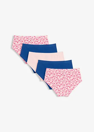 Hipster met zacht katoen en satijnen strikje (set van 5) • lichtroze gedessineerd+lichtroze+blauw • bonprix online shop