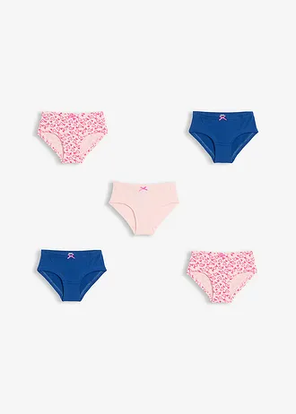 Hipster met zacht katoen en satijnen strikje (set van 5) • lichtroze gedessineerd+lichtroze+blauw • bonprix online shop