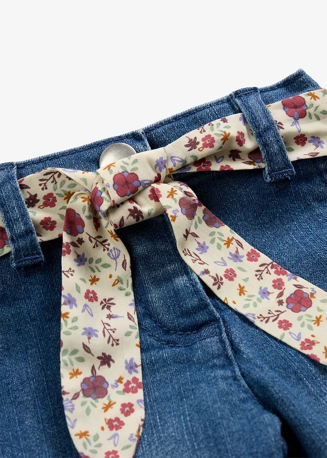 Jean taille extensible avec ceinture, Couleur: bleu denim