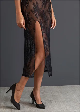 Kanten jurk met afneembare bandjes • zwart • bonprix online shop