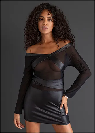 Rochie cu aspect umed • negru • magazin bonprix