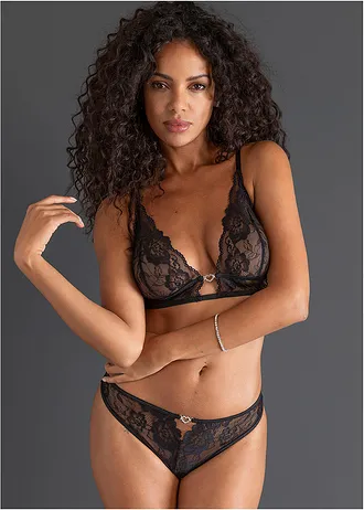 Bralette en string ouvert (2-dlg. set) • zwart • bonprix online shop